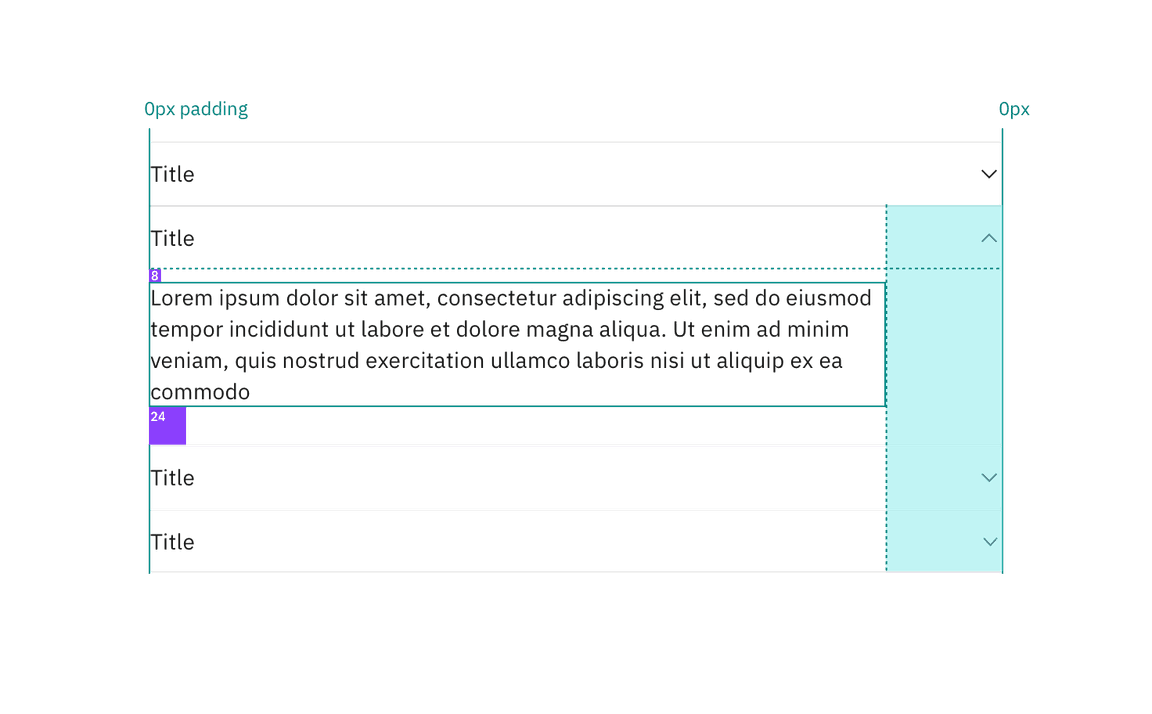 Spacing measurements for flush accordion alignment